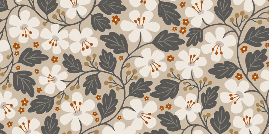 tangled flowers light - cozy forest collection - pattern design