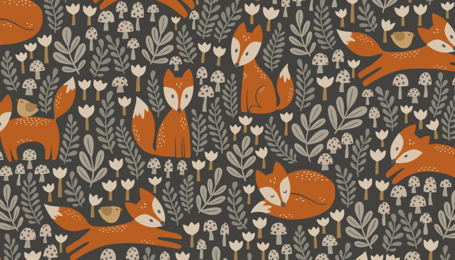 fox forest dark - cozy forest collection - pattern design