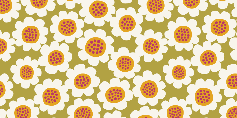 blooming daisies green - grandma garden collection - pattern design