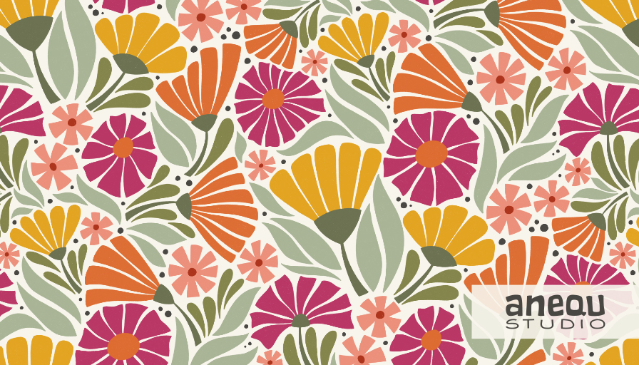 blooming flowers - grandma garden collection - pattern design