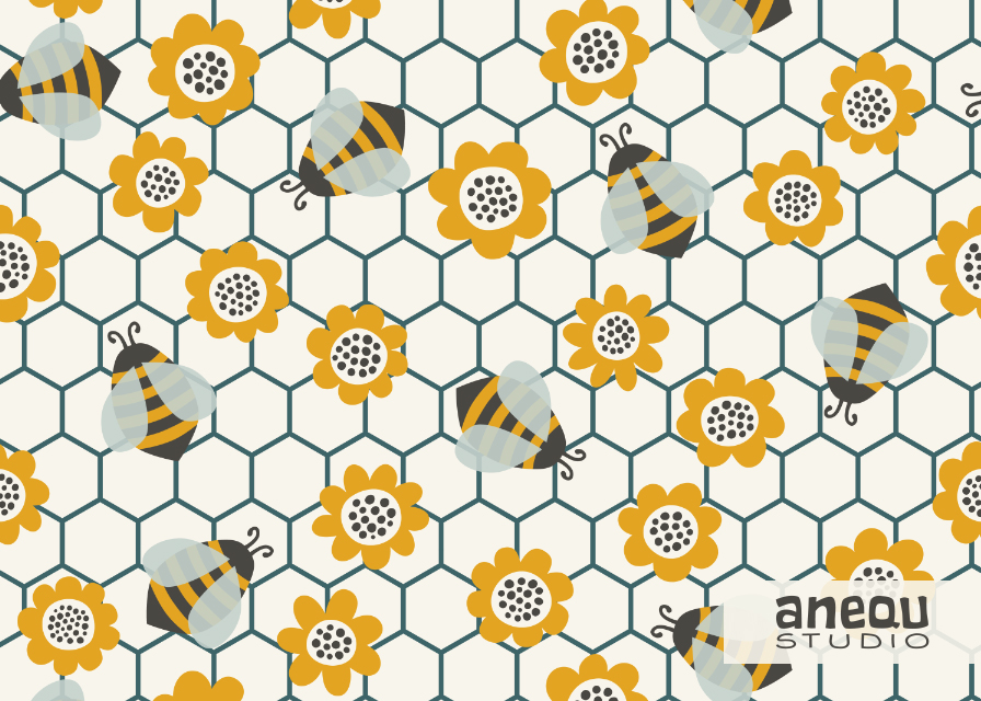 blooms and bees - grandma garden collection - pattern design