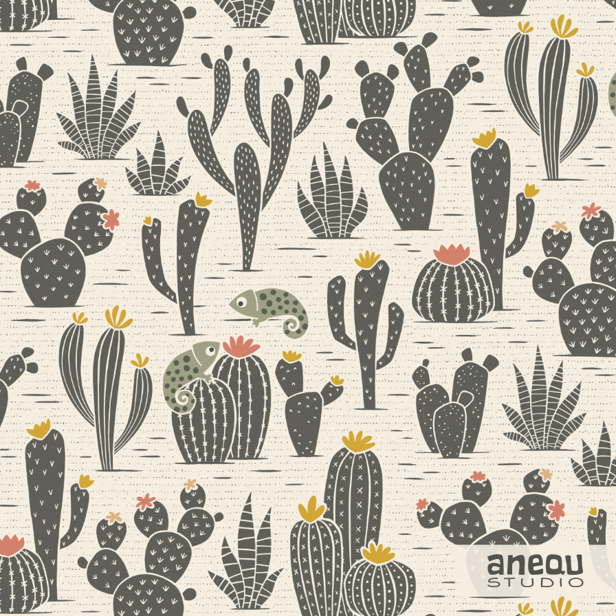 cactus landscape - desert textures collection - pattern design